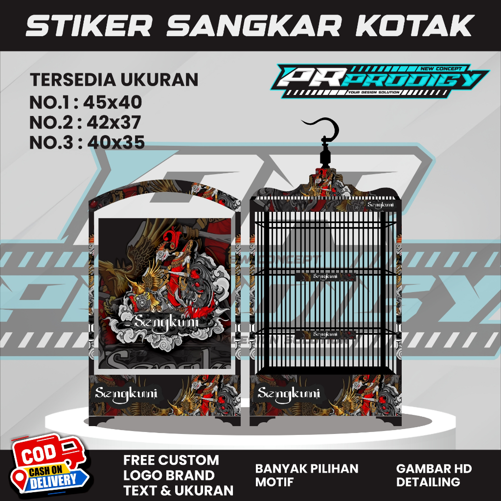Stiker Decal Sangkar Burung / Sangkar Koper / Sangkar Kosan SENGKUNI
