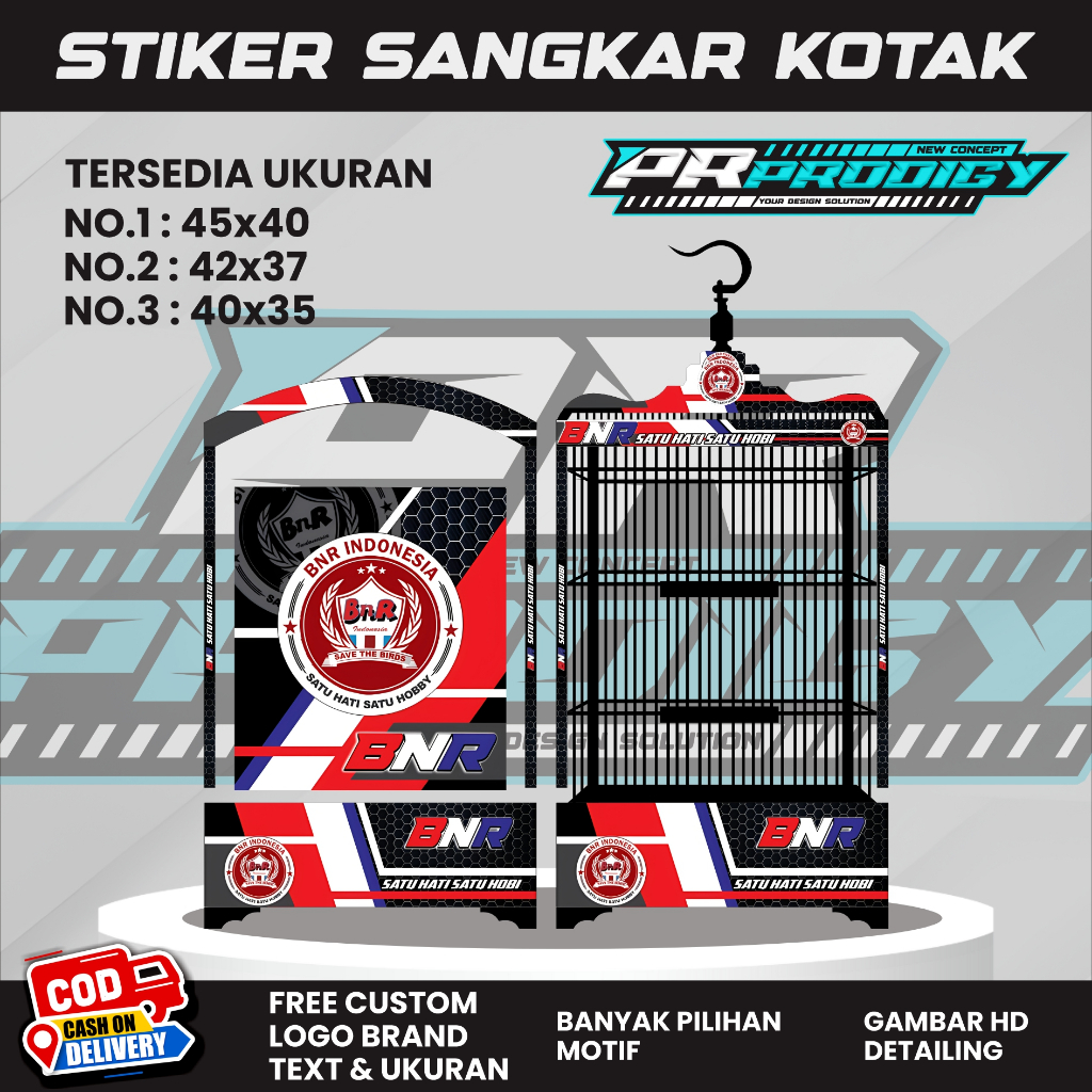Stiker Decal Sangkar Burung / Sangkar Koper / Sangkar Kosan BNR INDONESIA
