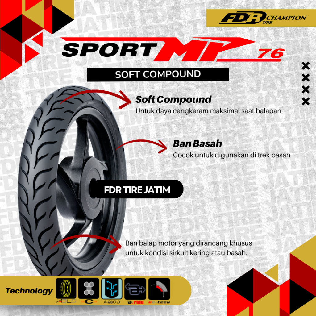 FDR TL SPORT MP76 Ban Motor RING 14 dan RING 17 Tubeless