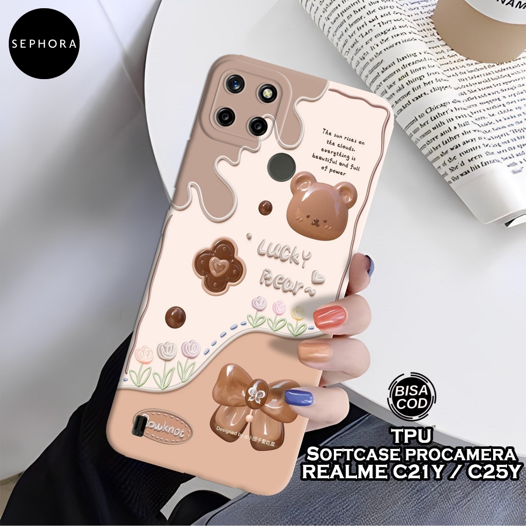 Case Realme C21Y / C25Y Terbaru - Fashion Case Cute Bear - Softcase Realme C21Y / C25Y - Case Pro Ca