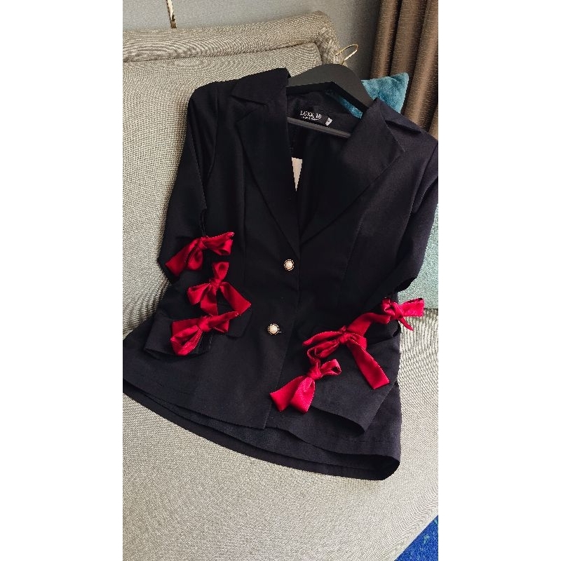 LUXE_ID_ Elea Blazer (Dapat 2 Warna Pita) | Blazer Basic | Blazer Lucu | Blazer Pita Merah | Blazer 