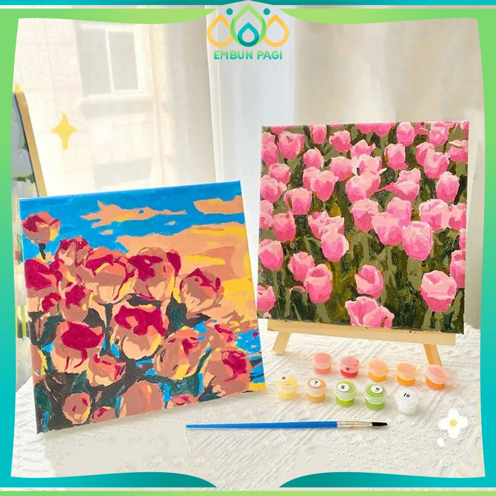 

Paint By Number Kit Uk 20x20cm Kanvas Siap Lukis Bunga Pemandangan / Wall Decoration Diy Digital Painting Canvas / Lukisan Canvas Acrylic Aesthetic Embun Pagi A110
