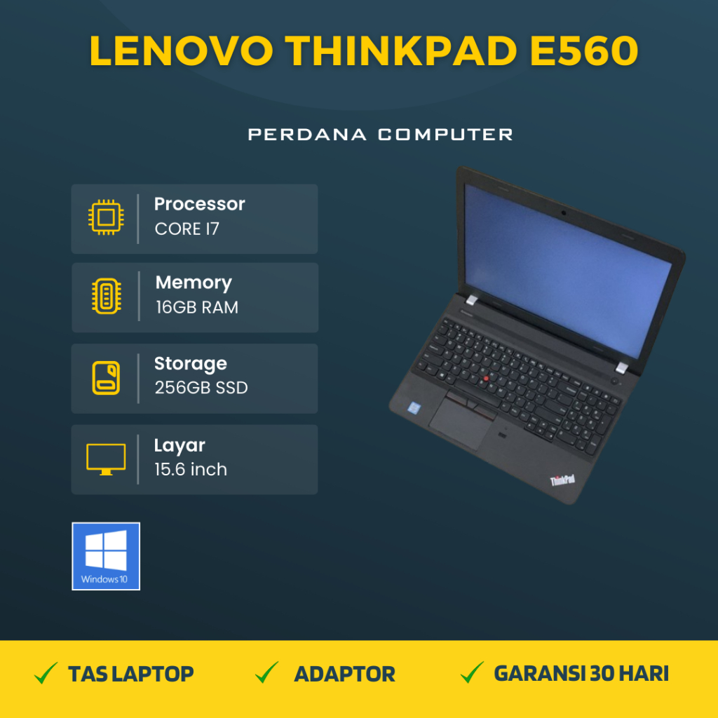 Laptop Lenovo Thinkpad E560 Core i7 Gen 6 Ram SSD Win 10