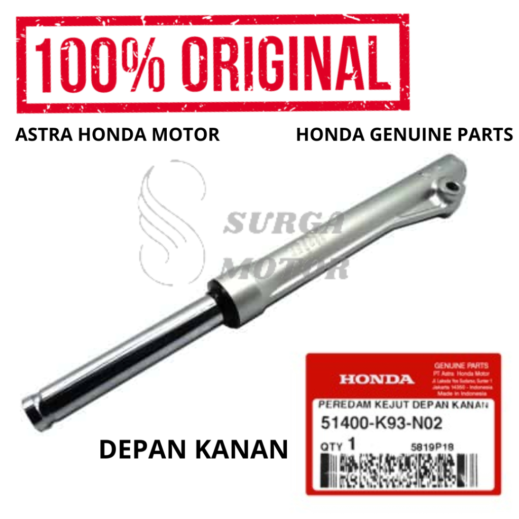 Shock Breaker Depan Kanan New Scoopy FI ESP LED Ring 12 K93 K2F Original Honda AHM 51400-K93-N02 For