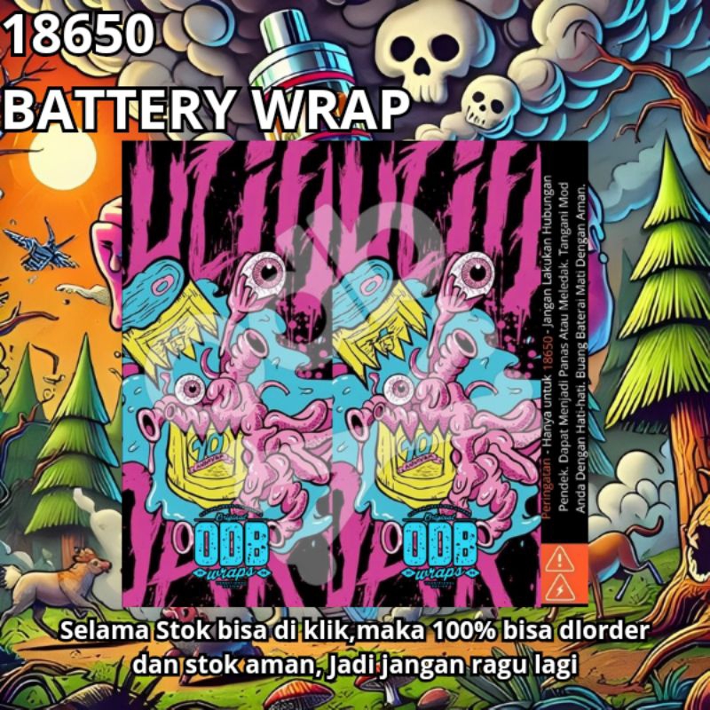 

FAMSTORE - PELINDUNG BATERAI - Stikerskin Wrap Baterai 18650 Motif Monster Wraps Full Motif Desain Dan Anti Gores