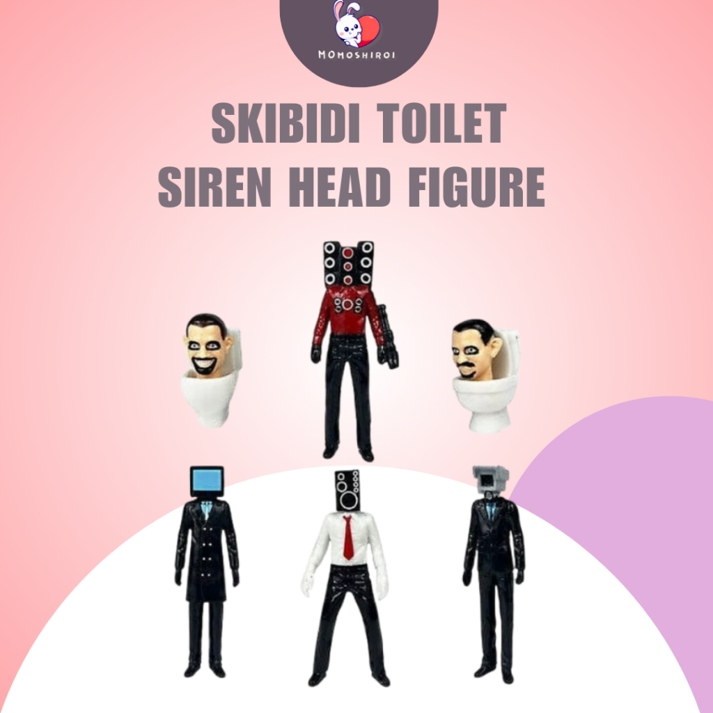 Mainan Skibidi Toilet Siren Head Figure Set 6 Pcs Pajangan Speakerman TV Man Monitor Man Model Bonek