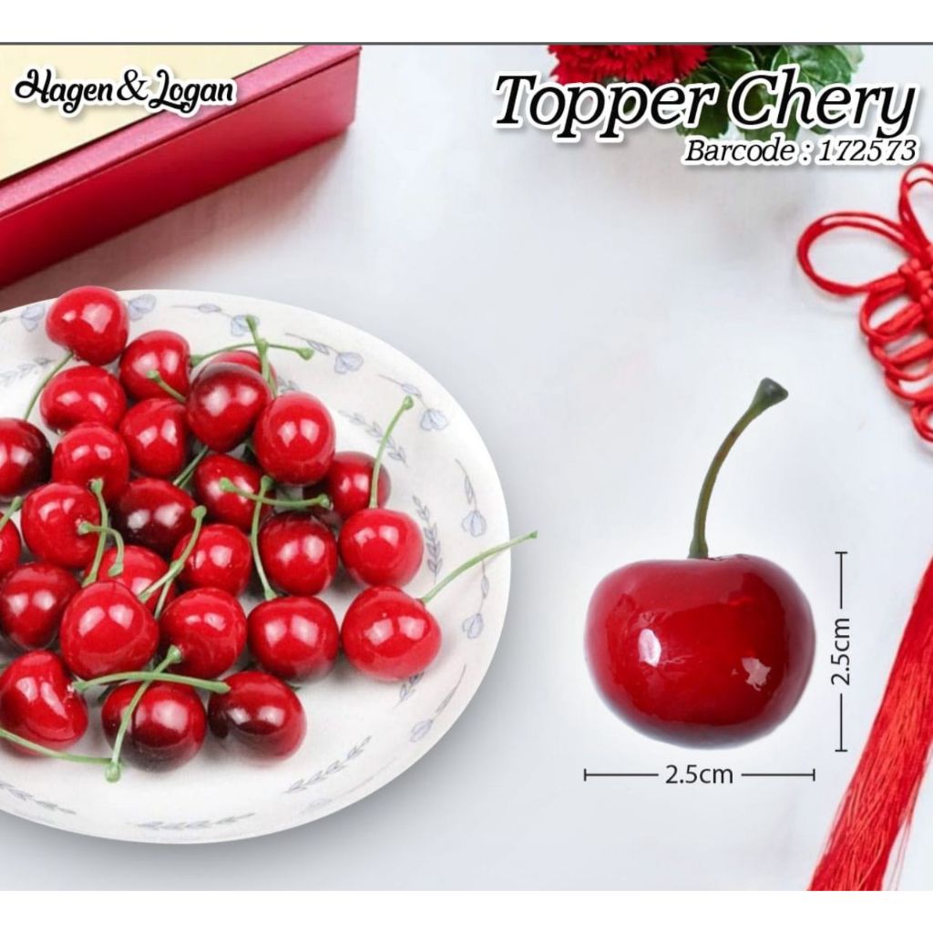 

TOPPER CHERRY ISI 2PCS, BISA UNTUK HIASAN KUE ULANG TAHUN/CAKE DLL