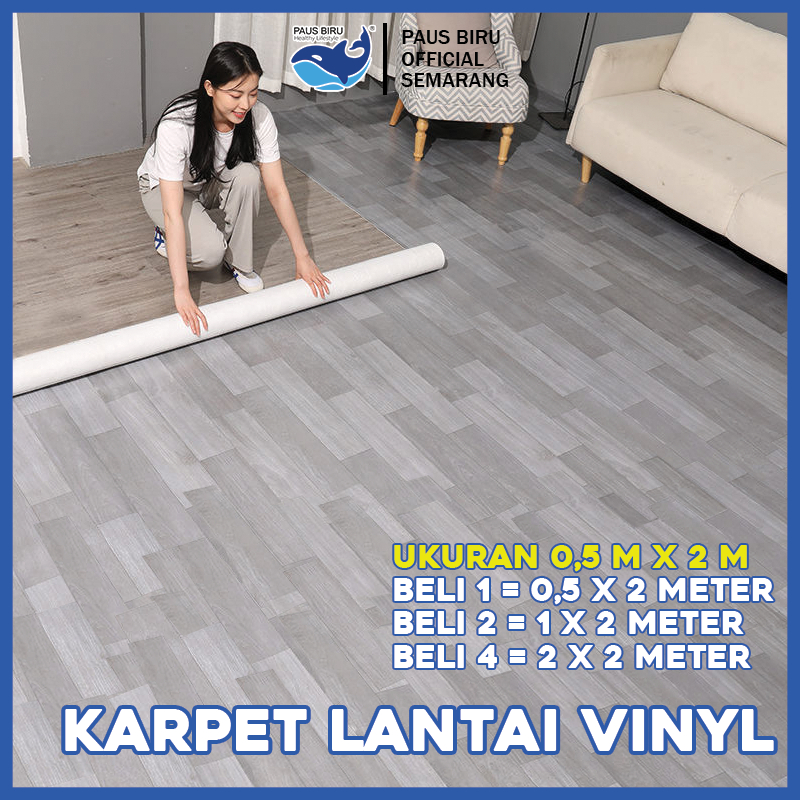 Paus Biru - Karpet Lantai Vinyl Meteran Import Korea /Bisa Custom Ukuran/ Bertekstur Emboss Ketebala