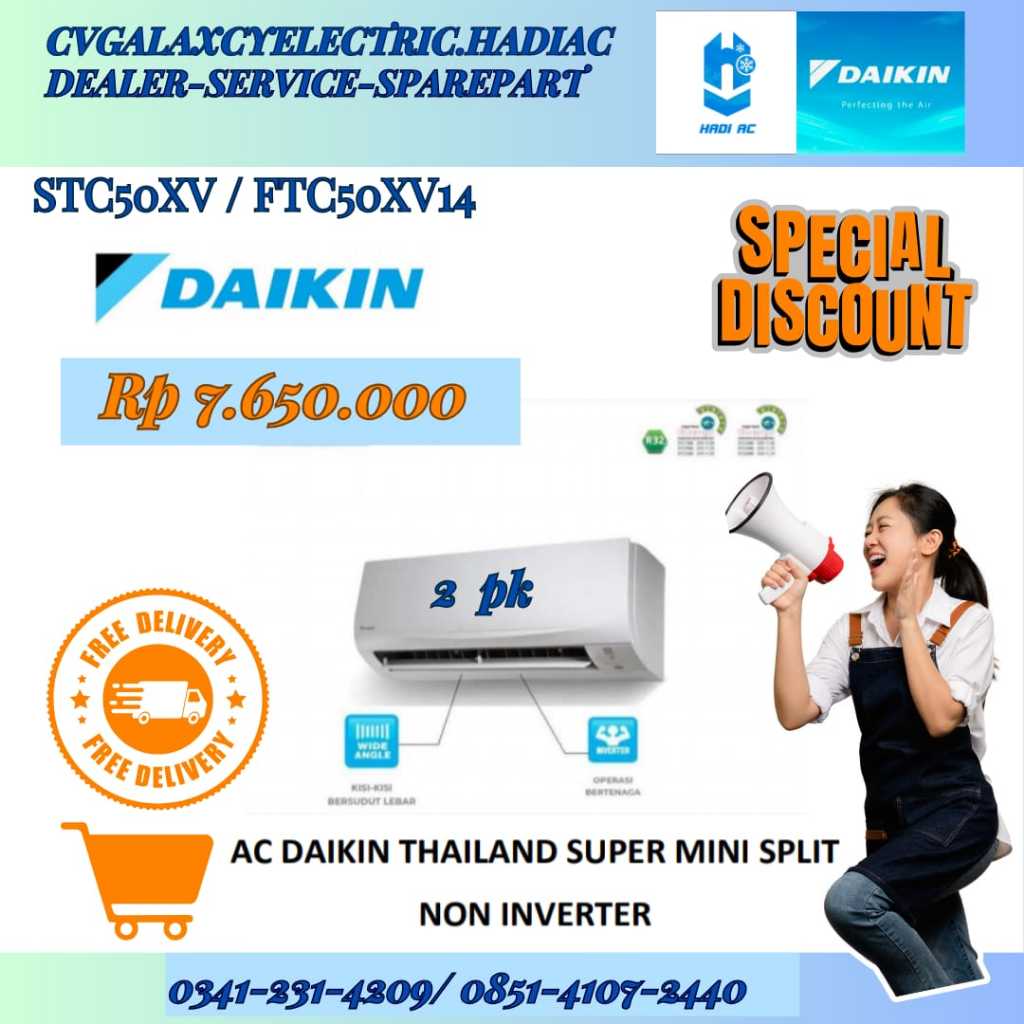 AC Daikin Thailand SMS Non Inverter 2PK STC50NV(FTC50NV14)