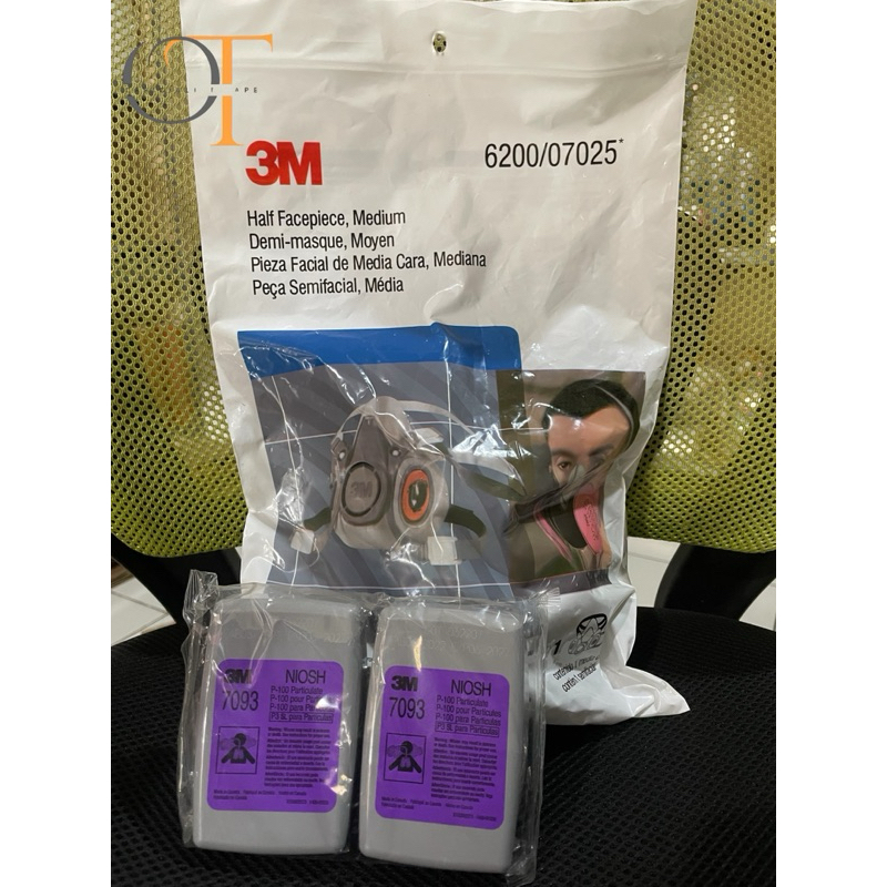 3M Respirator 6200 + Cartridge 7093 Filter Masker - set