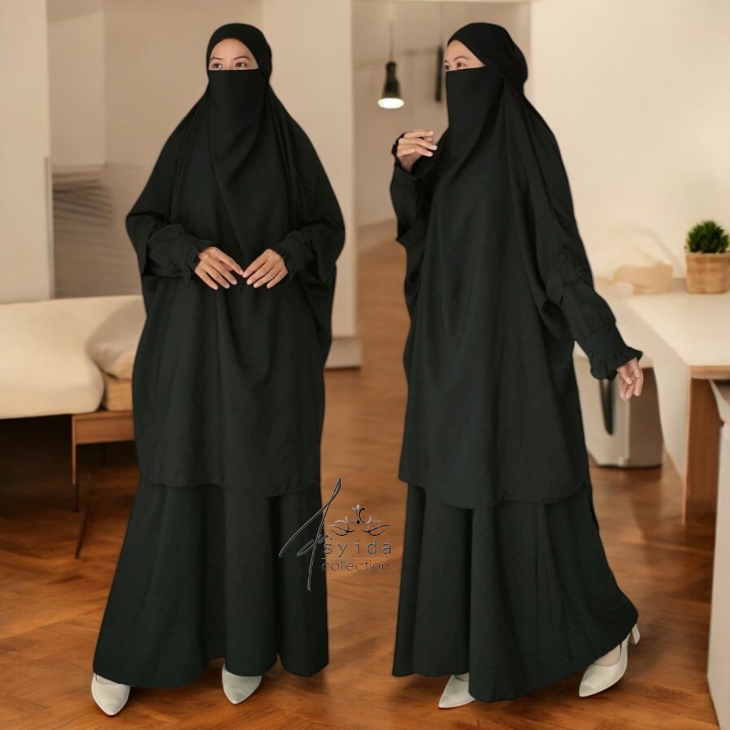 S_G Wolfis Set FRENCH KHIMAR / Gamis polos Khimar Berlengan