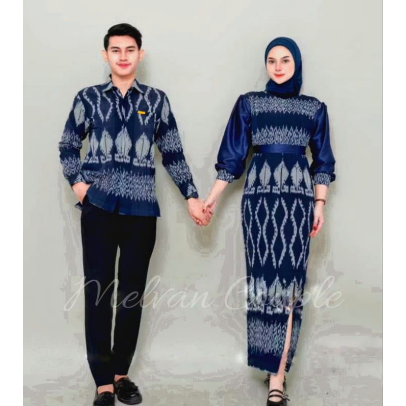 Baju Tenun Couple Gamis Kemeja Couple Tenun Etnik Pasangan Kondangan Baju Tenun Couple Terbaru