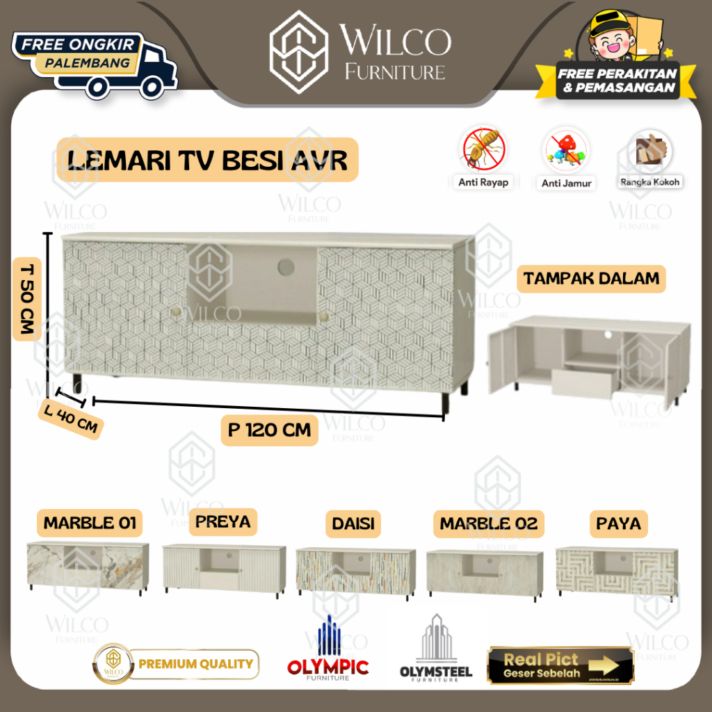 Bufet TV Olymsteel AVR Freya/Rak TV Olympic /Bufet Tv Plat Besi/Rak Tv Besi Murah Palembang