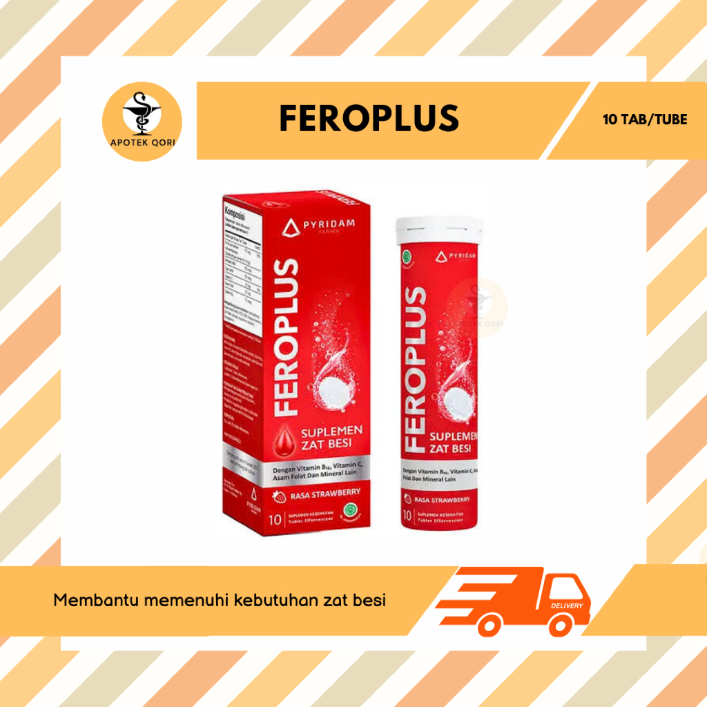 FEROPLUS RASA STRAWBERRY TUBE 10 TABLET EFFERVESCENT/SUPLEMEN ZAT BESI