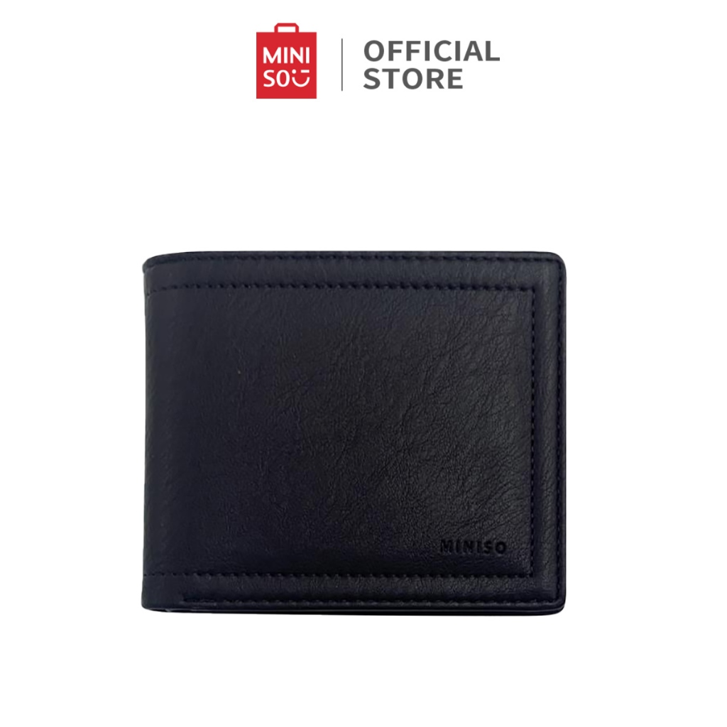 Miniso Dompet Pria Men’s Wallet Horizonta Kulit PU 8 Card Slots dan 1 Banknote Slot Lembut Saat Dise