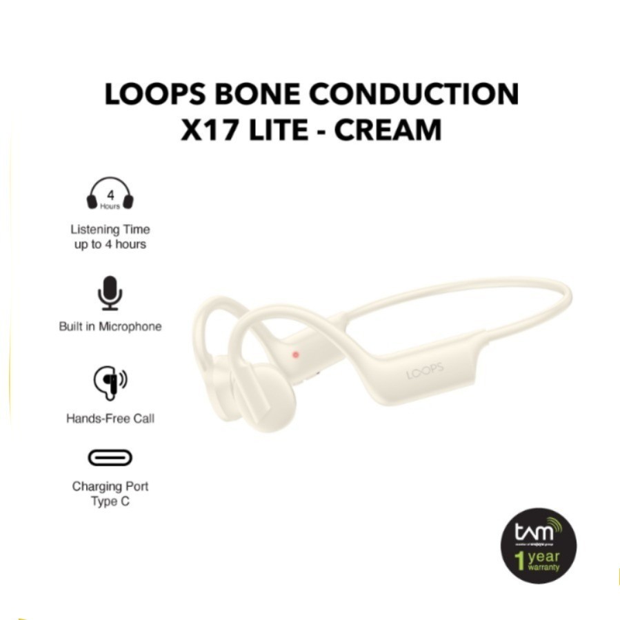 LOOPS Bone Conduction X17 Lite Bluetooth Earphone - Cream