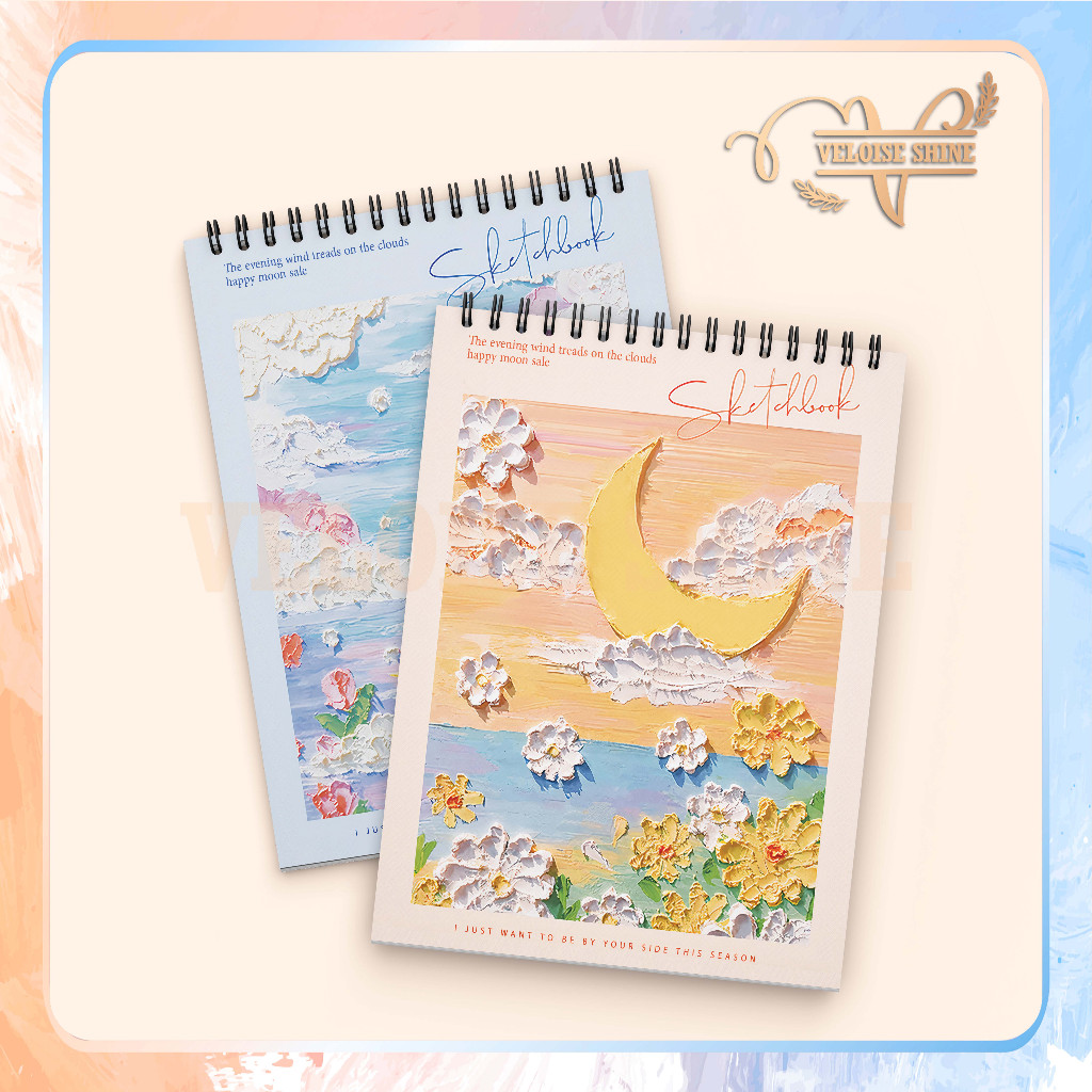 

VLSHINE Sketchbook A4 Aesthetic Buku Gambar Sketsa Drawing Book Vertikal Jilid Spiral 45 Lmbr/90 Hal