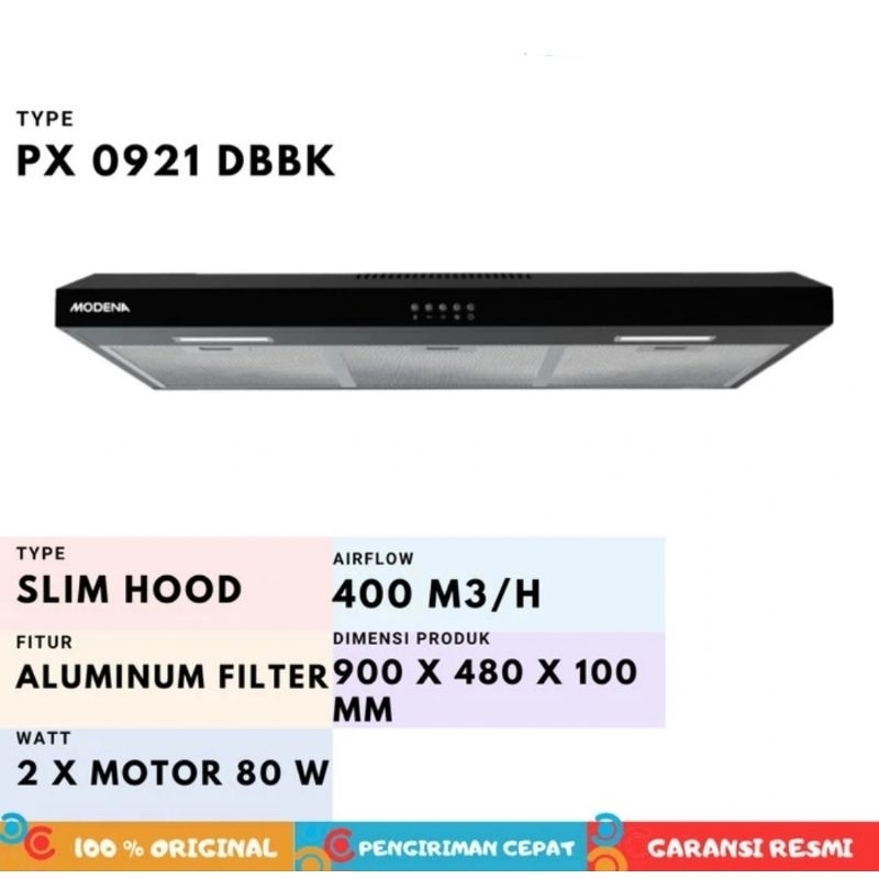 COOKER HOOD MODENA 90CM PX 0921 DBBK PENGHISAP ASAP MODENA 90 CM PX0921