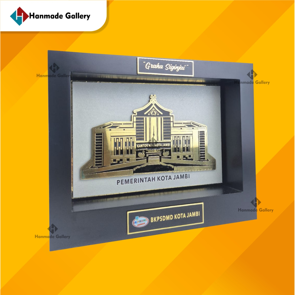 PLAKAT SOUVENIR KAYU KOMBINASI KUNINGAN PEMERINTAH JAMBI