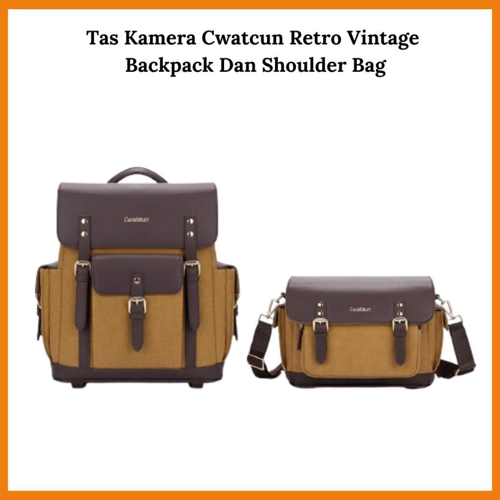 Tas Kamera Cwatcun Retro Vintage Backpack & Shoulder bag