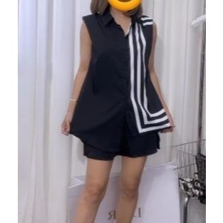 Tevie Tanktop Set / Set wanita Tanktop + Hot Pants chifon korean style