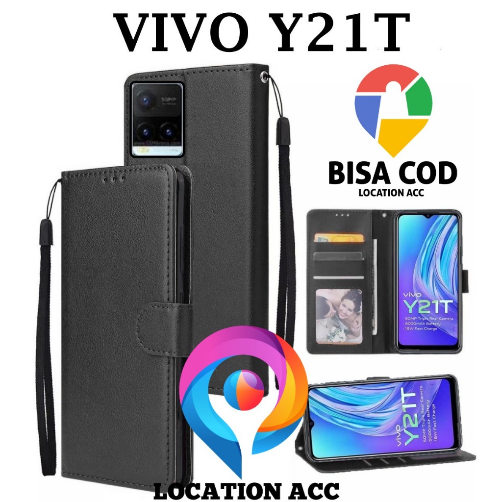 VIVO Y21T FLIP LEATHER CASE PREMIUM - FLIP WALLET CASE KULIT UNTUK VIVO Y21T - CASING DOMPET | FLIP 
