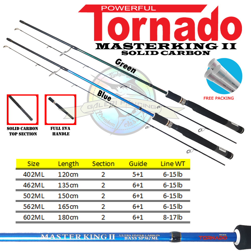 Joran Pancing Tornado Master King II 120 135 150 165 180cm 6-15lb 8-17lb Solid Carbon