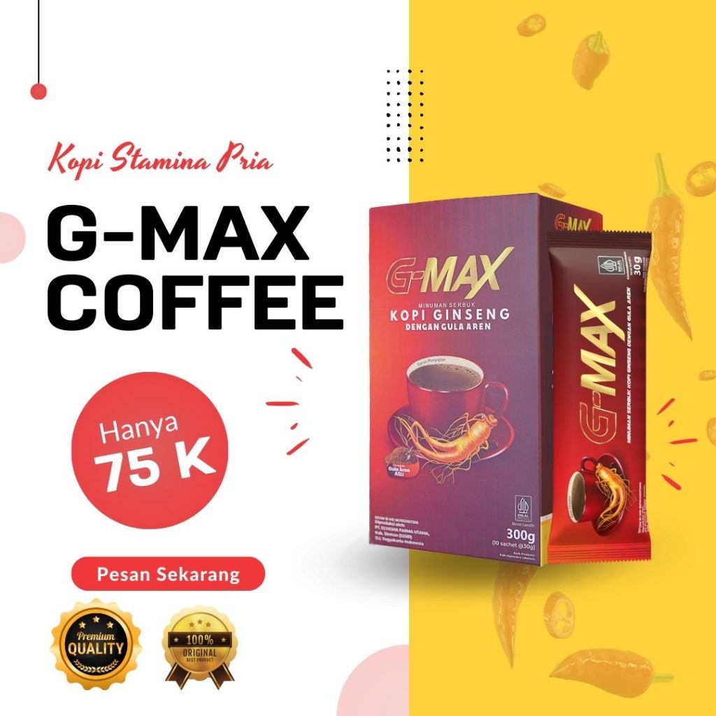 

PROMO!! G-Max Kopi Ginseng Rasa Gula Aren - Kopi G-Max Original (Privasi Aman)