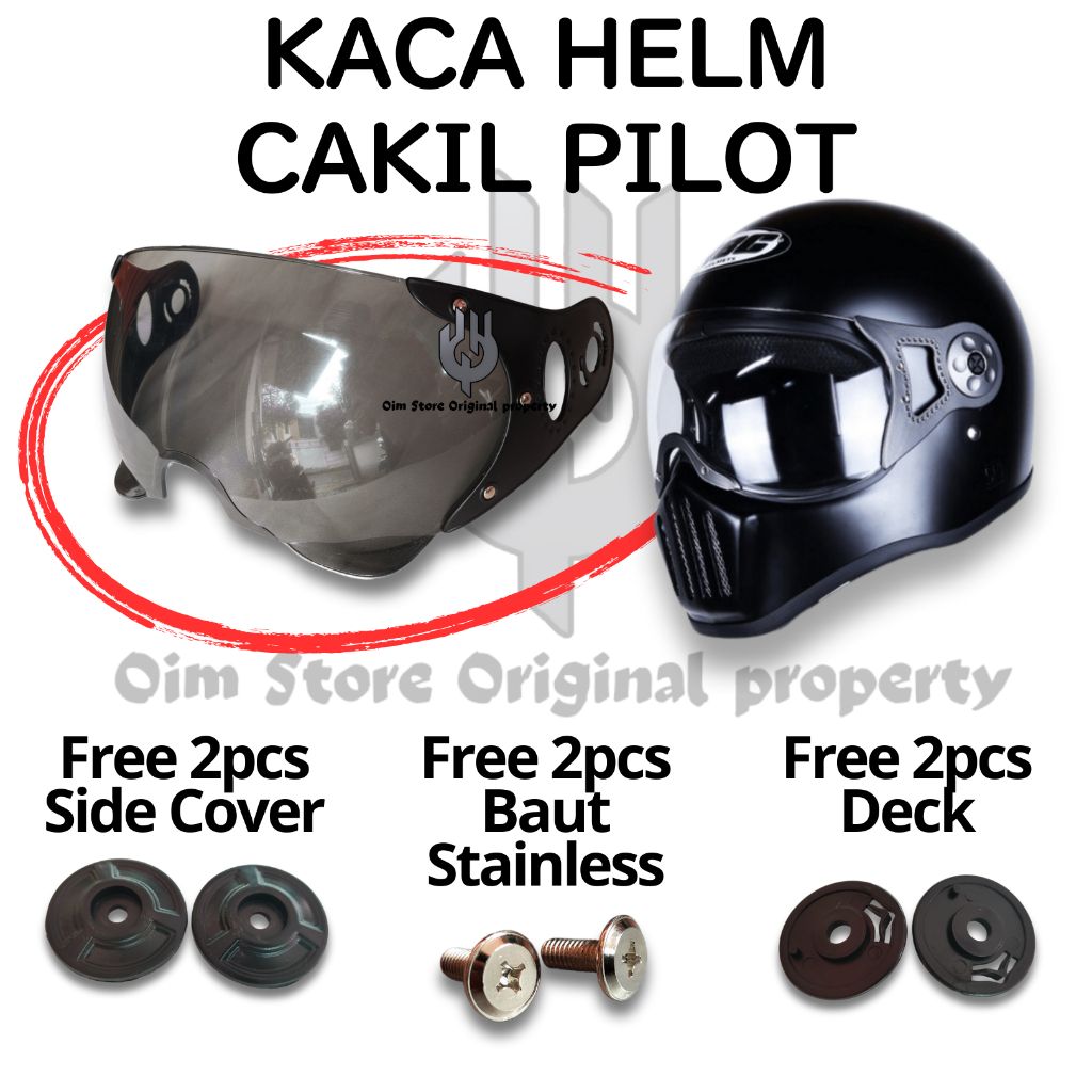 KACA HELM PILOT CAKIL RETRO KLASIK FULL FACE
