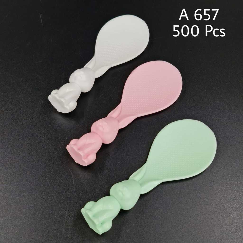 Centong Lubang Saringan Mie Centong Nasi Model Kelinci Bahan Plastik Set Spatula Mini Isi 3pcs