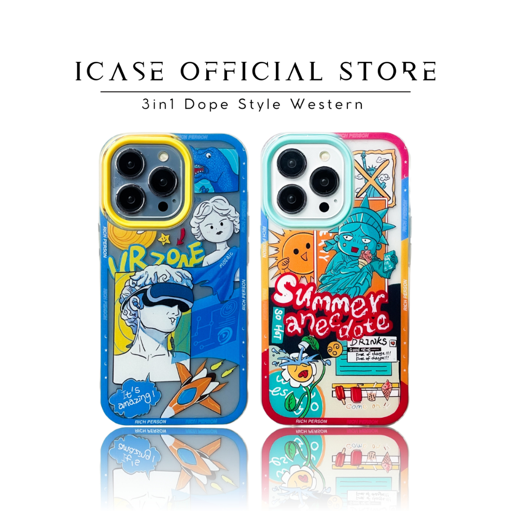 i.case_store 3 in 1 Transparent Case Motif Summer VR Warzone For iPhone 7 8 Plus X Xs XR 11 Pro Max 