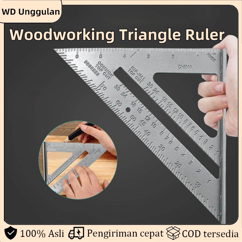 

Pengukuran sudut Triangle Ruler alat woodworking Thickening Aluminium Alloy Measurement Ruler tukang Penggaris