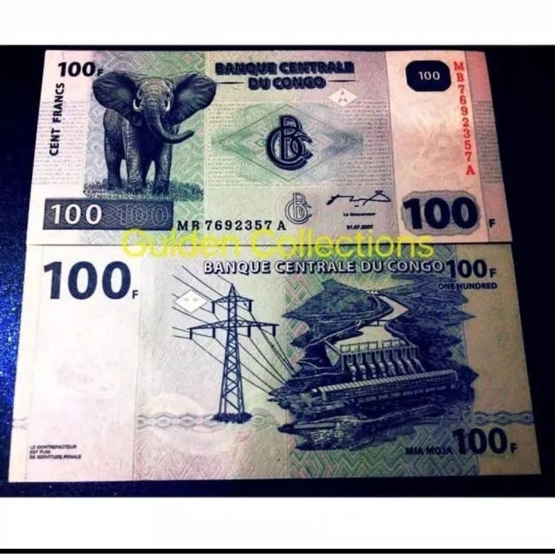 Congo 100 Francs UNC gambar gajah