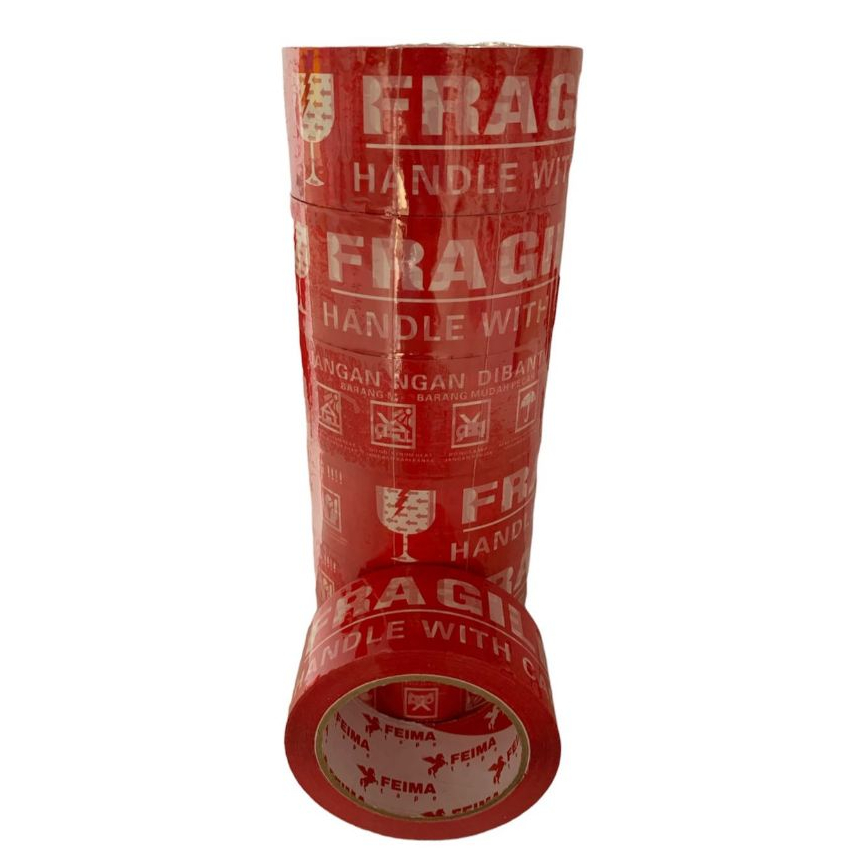

HSM - (1pcs) [MERAH] Lakban Fragile 100 meter Merah Lakban Jangan Dibanting 48 mm x 100 yard