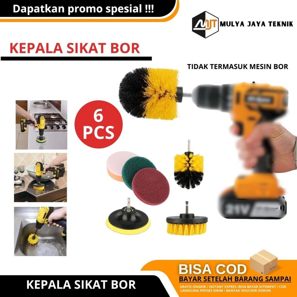 Sikat Bor Pembersih Karpet Kasur Sofa Kepala Sikat Bor Mata Bor Sikat Pembersih Komplit 6 Pcs
