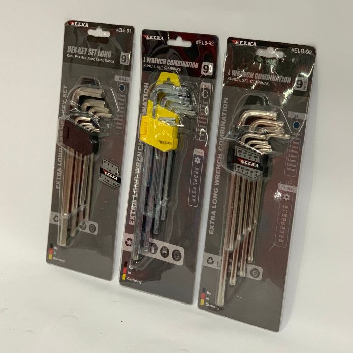 TEKIRO Kunci L Panjang Kombinasi - Bintang Set 9 pcs Ext Premium Kunci L Kombinasi Hex Star Vanadium