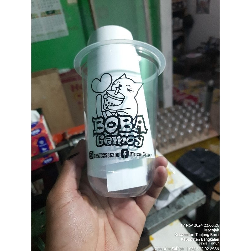 SABLON GELAS PLASTIK CUP 16 OZ OVAL HOKKAKU