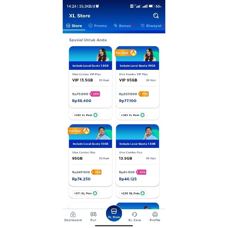 xl combo vip diskon 70℅