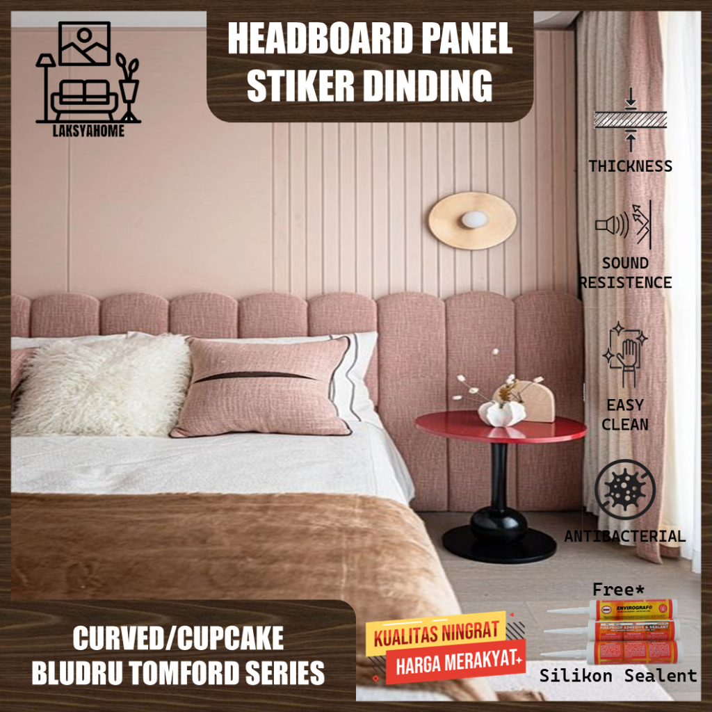 Headboard Panel Dinding 20x60 Cupcake Bludru Tomford Series Dekorasi Tempat Tidur & Wallpaper Dindin