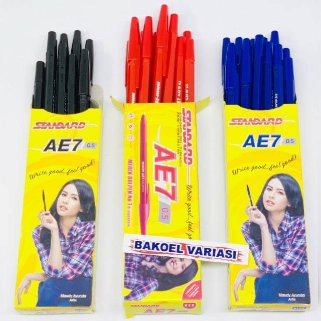 

Pulpen Standard AE7-1 Pack Isi 12 Pcs - Hitam, Biru, Merah - Stationery