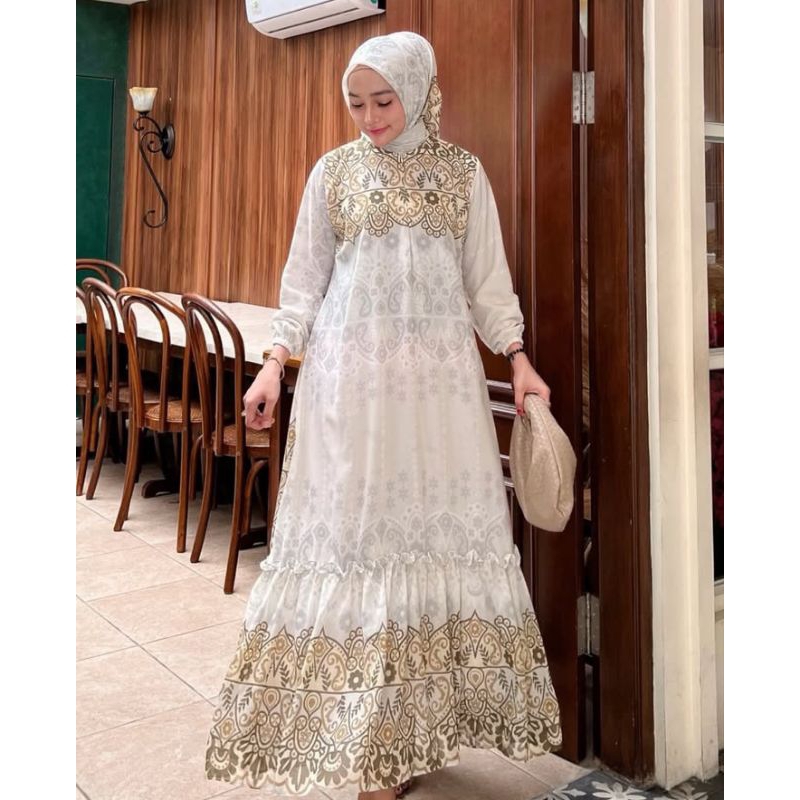 Gamis set Hijab nabila ceruty baby doll