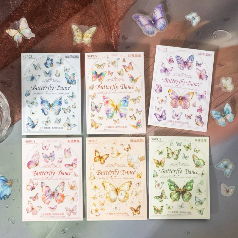 

50 Pcs Butterfly Dance Series PET Sticker DIY Decorative