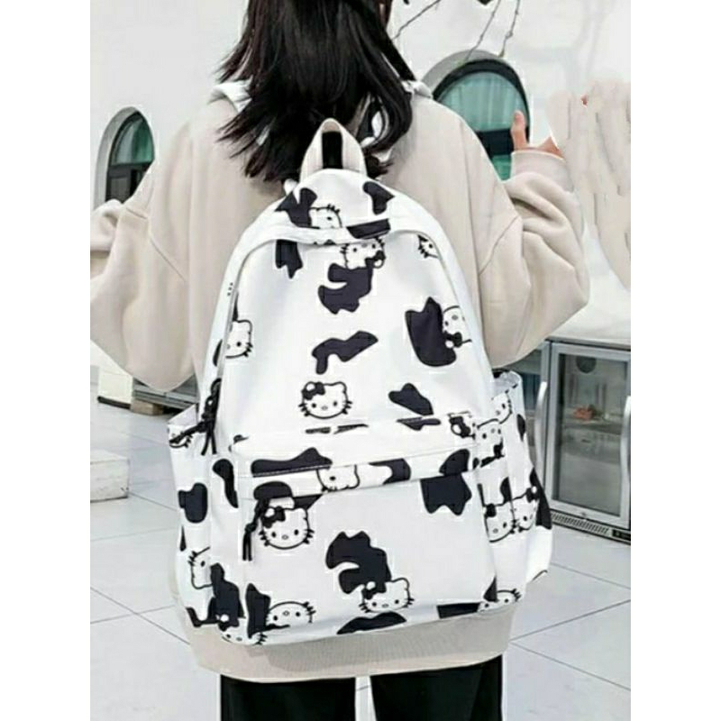 Tas Ransel Hello Kitty Hitam Putih tas cewe