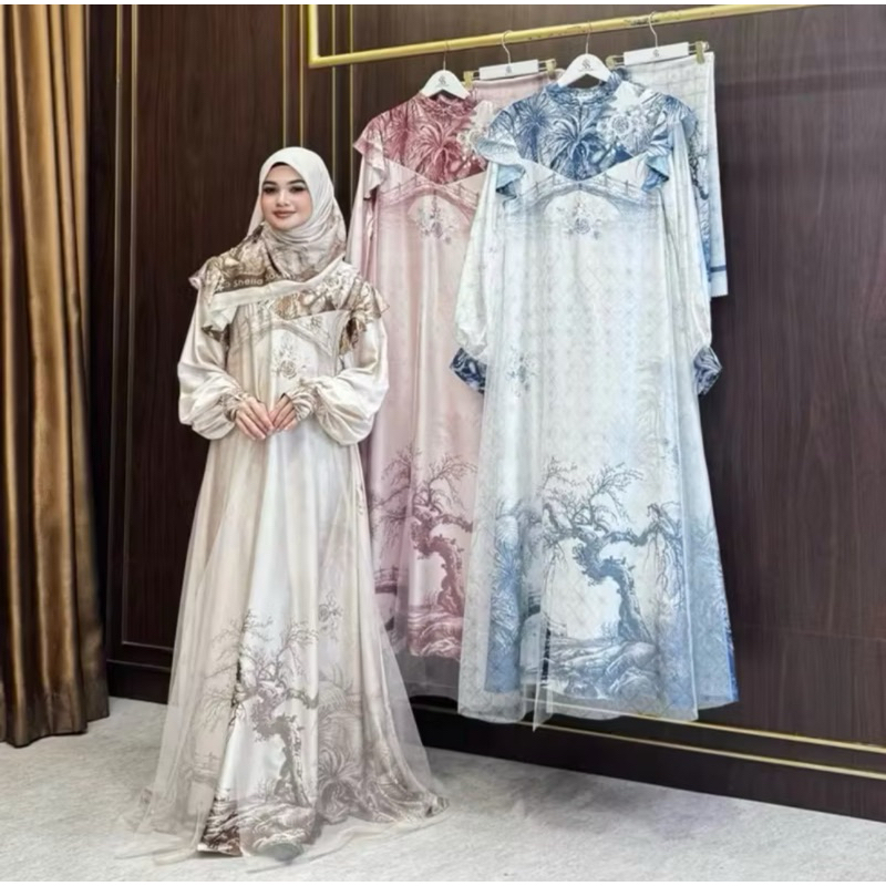 Dress tile poon + hijab Shellasaukia original
