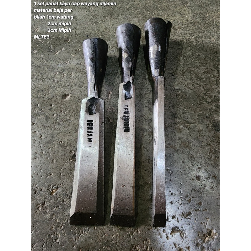 pahat kayu 1set 3pcs baja per kualitas super