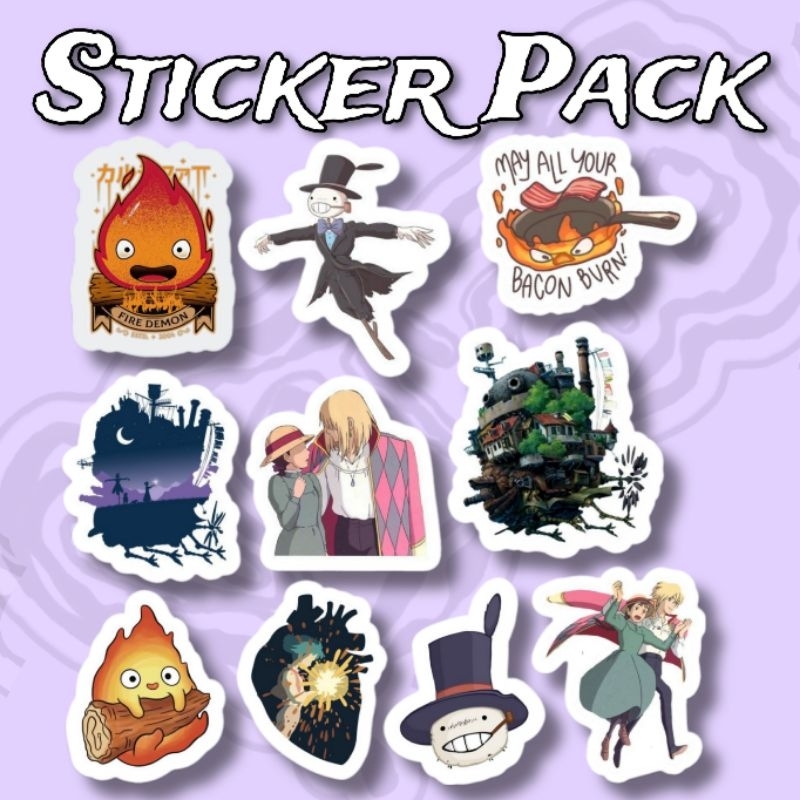 

Sticker Howls Moving Castle Anime Ghibli Pack isi 10 Pcs vinyl waterproof