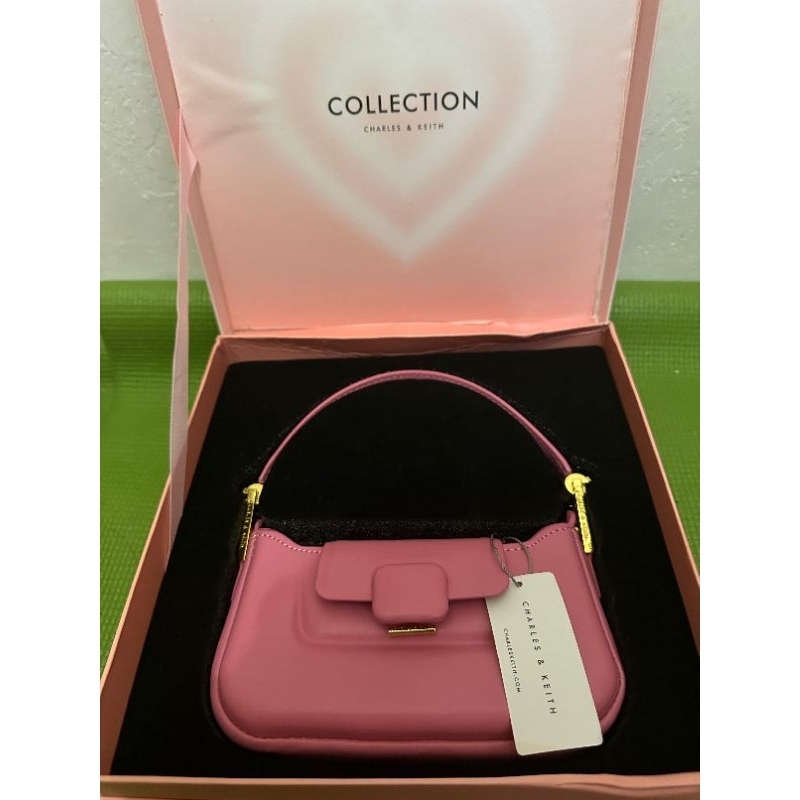 CK Pink TAS SELEMPANG WANITA Charles and Keith bag Original gift set Box Limited