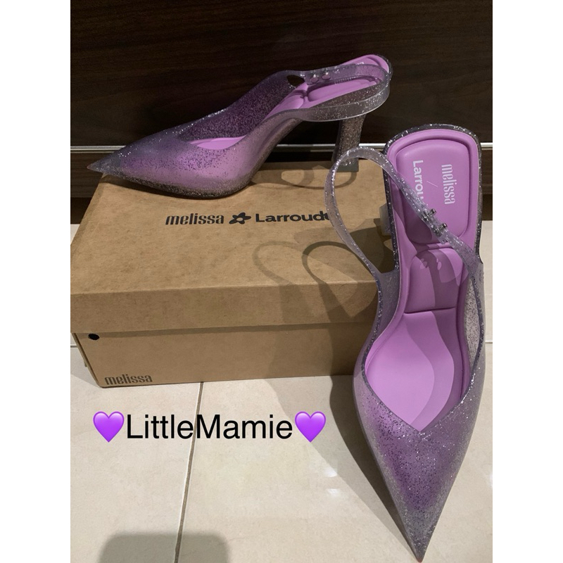 *PrOMO* 1000% ORIGINAL Melissa Larroude Slingback Heel Glitter Purple Silver