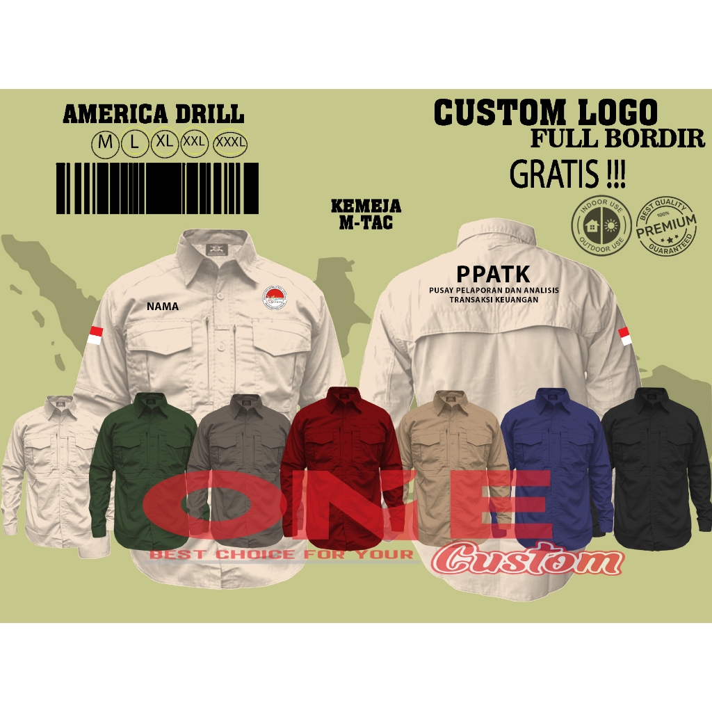 Kemeja M-tac Kemeja Lapangan Kemeja Lengan panjang Custom PPATK