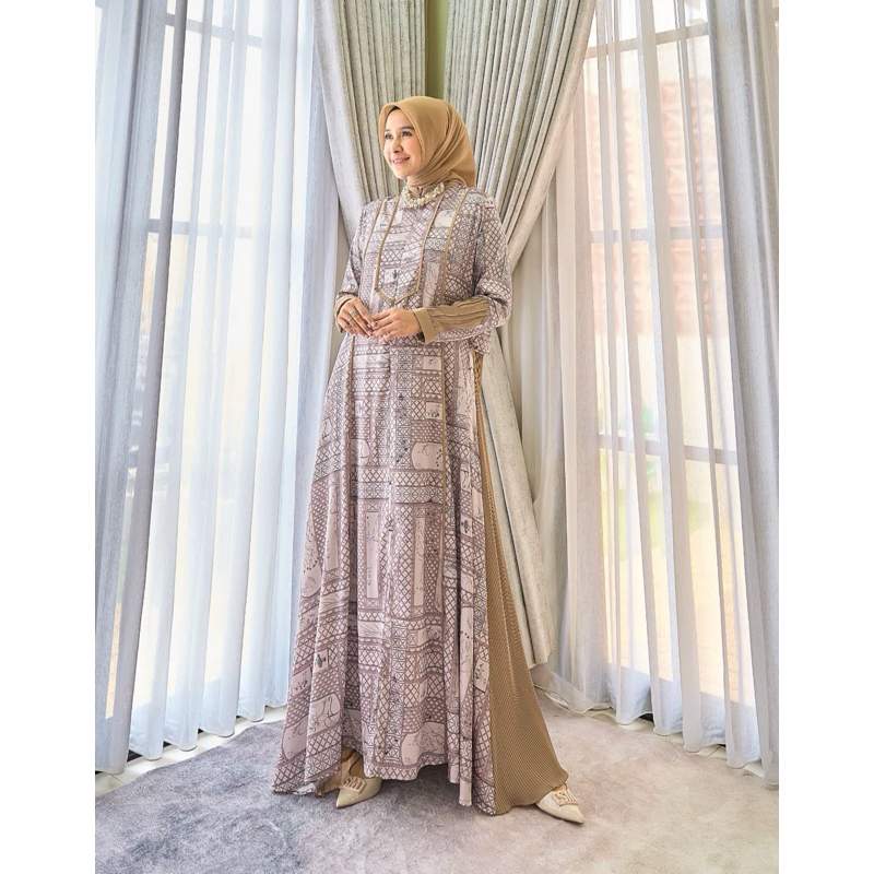 khanza Gamis Marevi original,Marevi brukat,setelan marevi